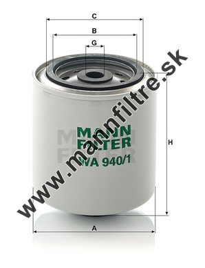 Filter chladiacej kvapaliny MANN FILTER WA 940/1