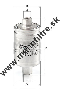 Palivový filter MANN FILTER WK 612/3