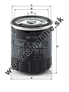 Palivový filter MANN FILTER WK 716