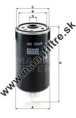 Palivový filter MANN FILTER WK 724/6