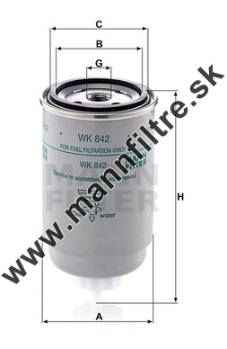Palivový filter MANN FILTER WK 842