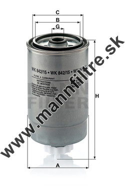 Palivový filter MANN FILTER WK 842/15