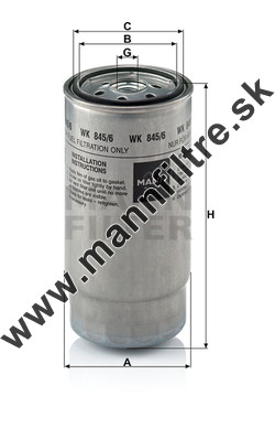 Palivový filter MANN FILTER WK 845/6