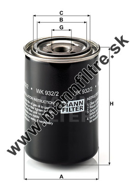 Palivový filter MANN FILTER WK 932/2
