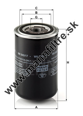 Palivový filter MANN FILTER WK 940/17