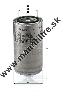 Palivový filter MANN FILTER WK 950/6