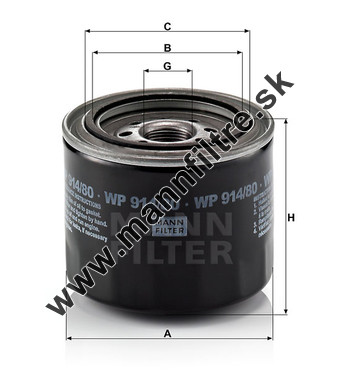 Olejový filter MANN FILTER WP 914/80